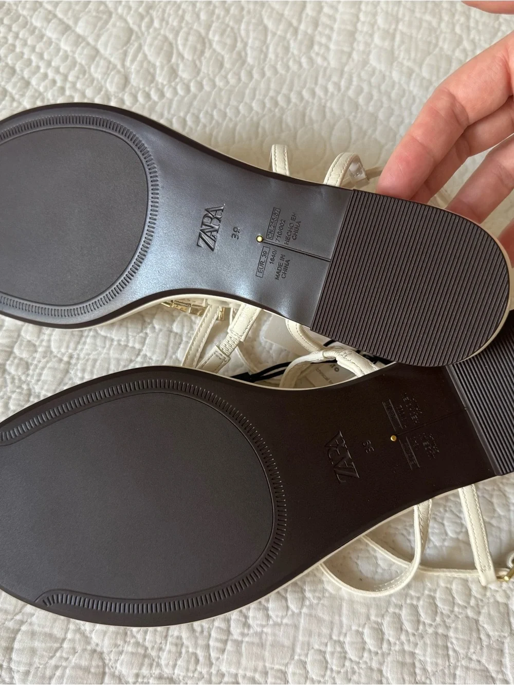Zara Flat Suede Sandals with Gold Metallic Appliques - Picture 5 of 7